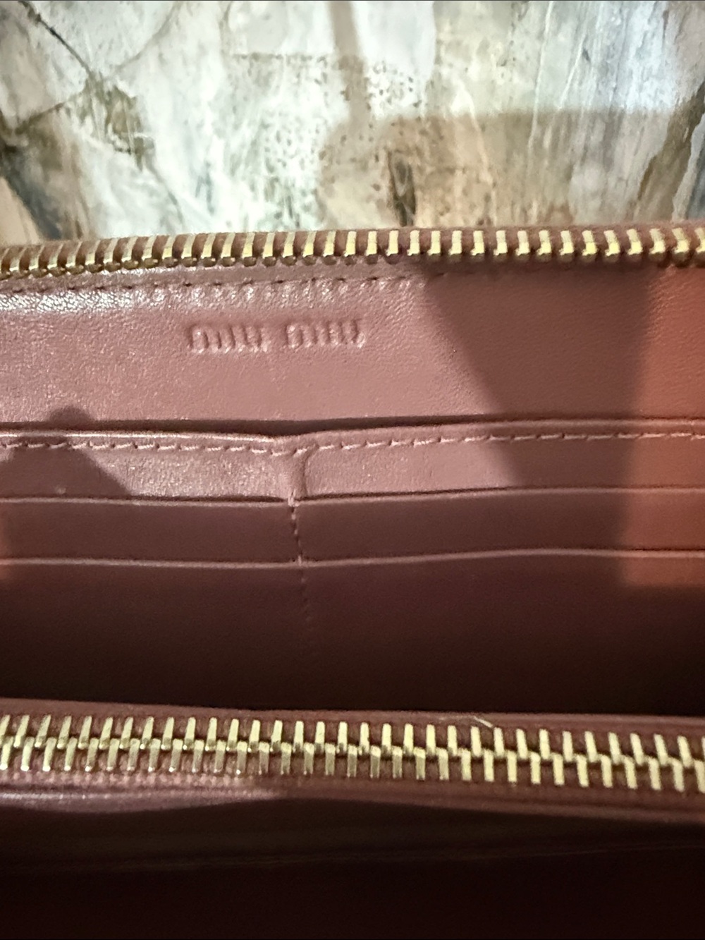 Miu Miu Brown Bow-Accent Zip Wallet - Picture 4 of 9